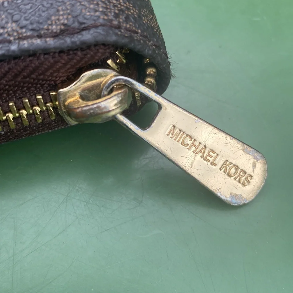 Michael Kors Jet Set‎ Travel Zip Around Continental Wallet Brown Logo 35H8GTVT1B